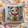 Lucky Cats Cartoon Cushion Cover Natural Linen Organic Fabric DoubleSided Printing Sofa Home Decor Gift Pillow Cover