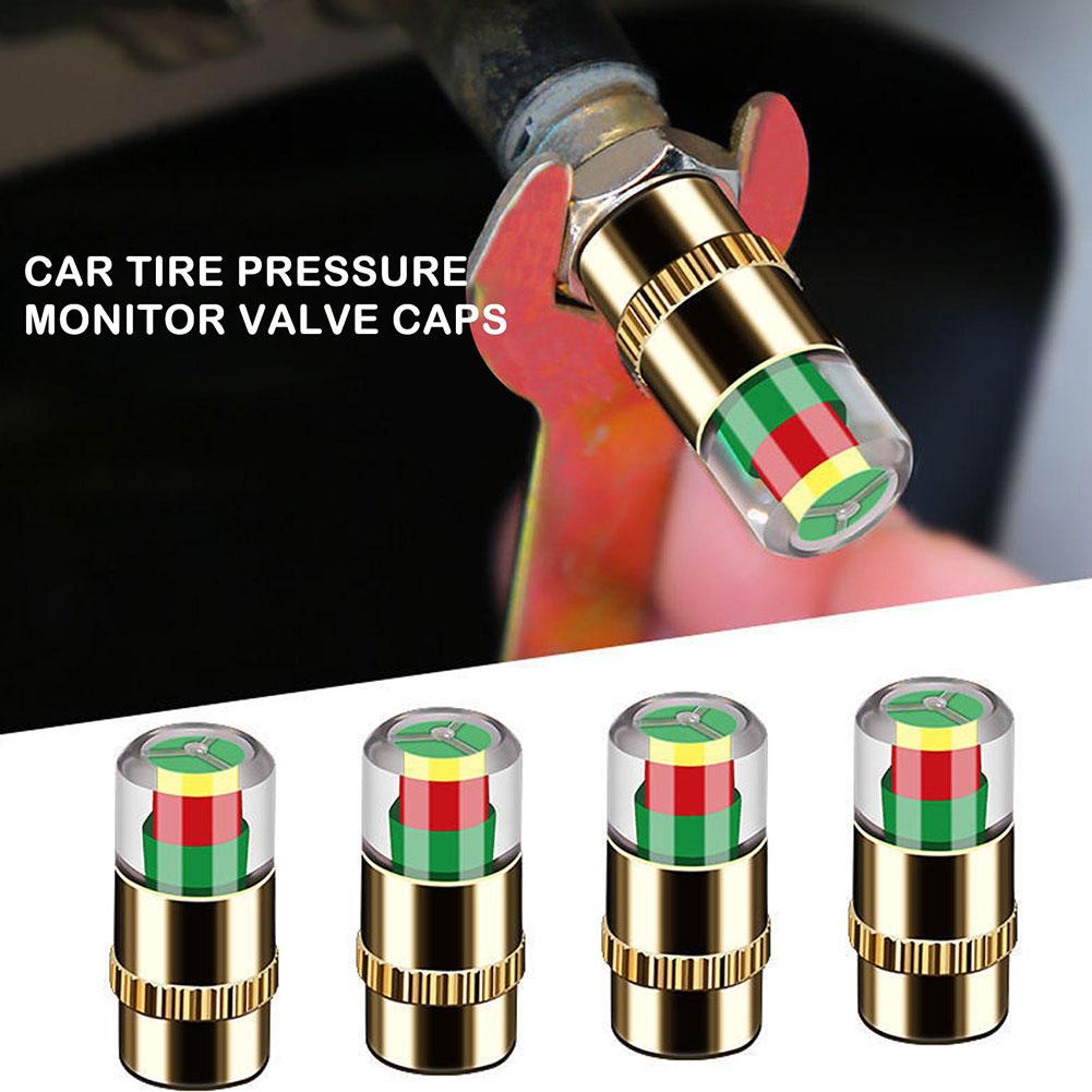 4pcs Car Tire Pressure Indicator Tire Pressure Gauge Indicator Alert Monitoring Valve Cap Sensor External Valve Detection