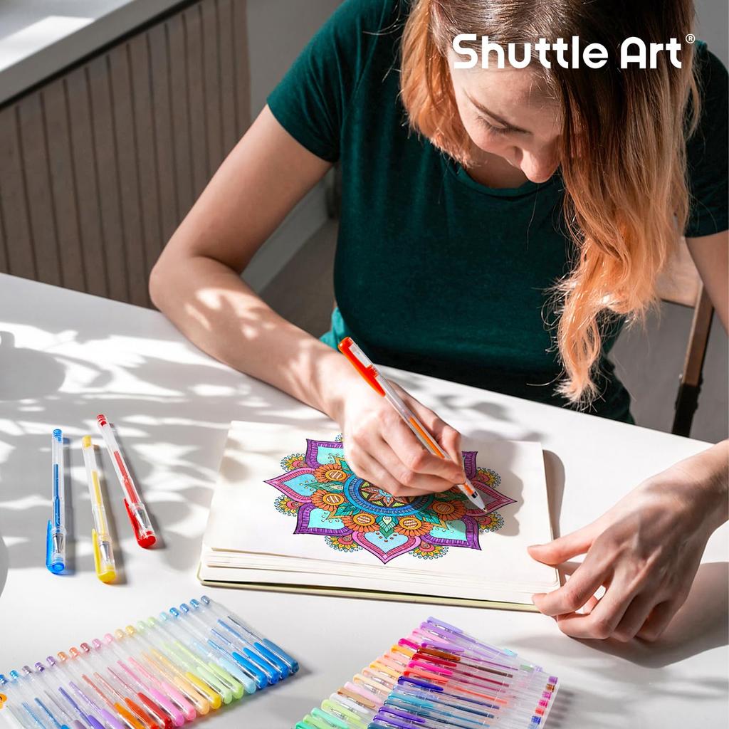 Shuttle Art Gel Ballpoint Color 180 Color 180 Color Ballpoint Gel Light Water Adult Coloring Note For School Entrance Transparent Case Included Pen,