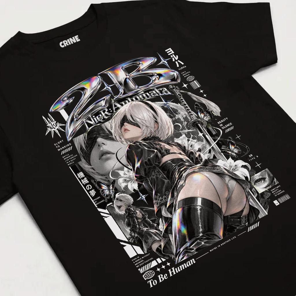2B NieR Automata T-Shirt, Retro Anime Graphic Tee, Vintage YoRHa Waifu Shirt, Y2K Gaming Streetwear Gift