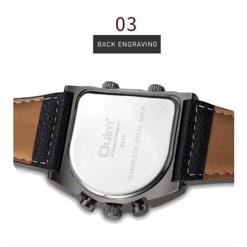 Russian Military Army Multi-Time Zone 3 Times Men's Sport Quartz Leather Wristwatch/White Dial @ Black Strap