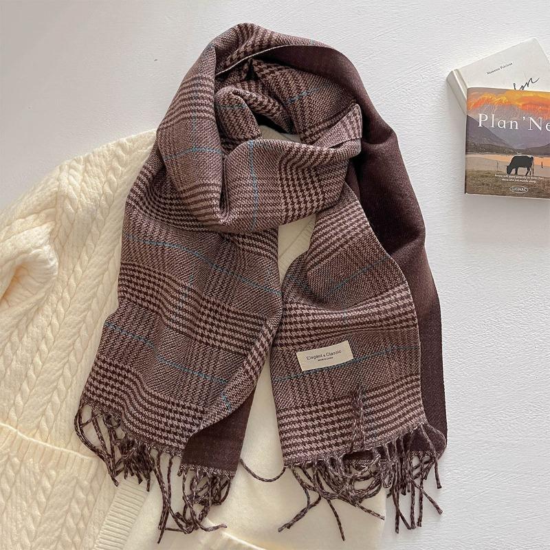 Autumn and Winter New Fashion Plaid Scarf Men and Women Versatile Warm Shawl Versatile Thickened Couple Scarf