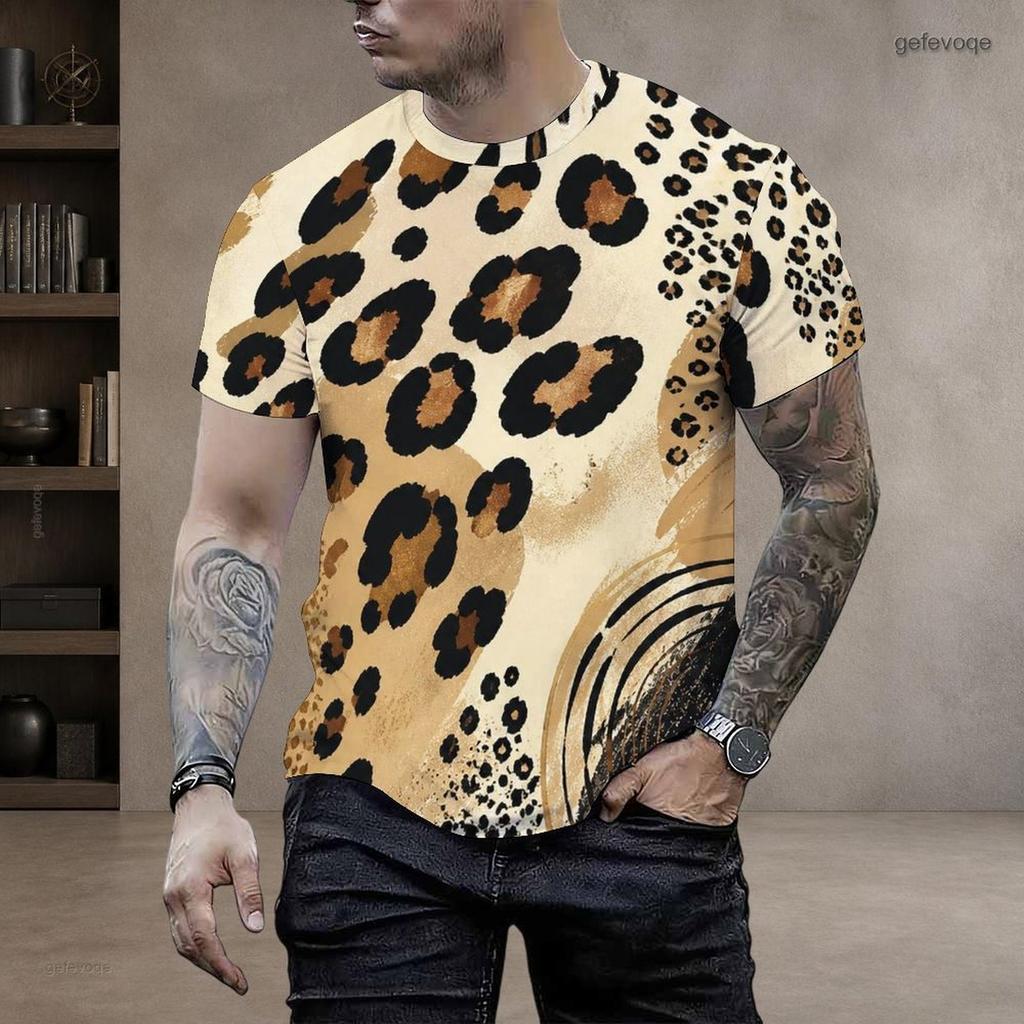 Men Plus Size Round Neck Short Sleeve Forest Camo Printed Straight Hem T Shirt