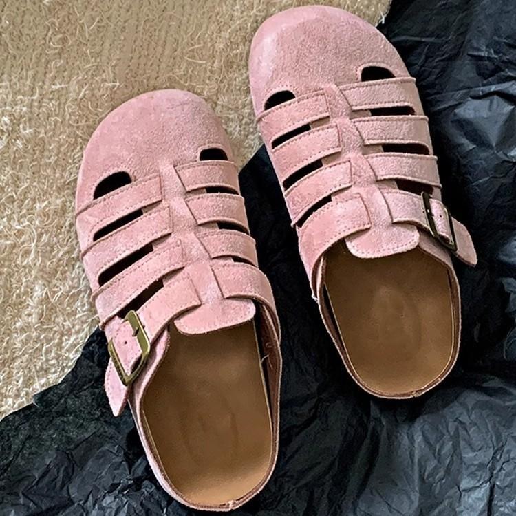 Retro women's versatile new spring and summer outer wear one pedal lazy hollow bag head half slippers