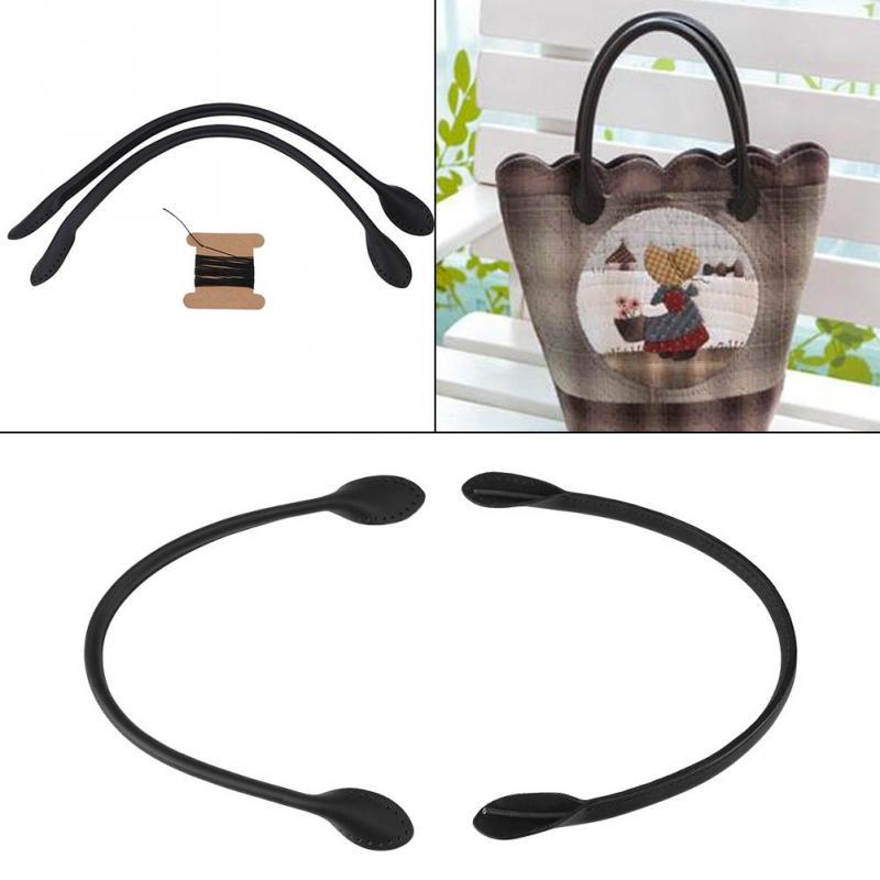 Brown Genuine Leather Handbag Strap 2pcs Bag Straps Handle for DIY Hand Accessories Thread Black Brown Beige
