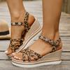 Large Size Wedge Heel Platform Sandals Hemp Rope Low Height Increase Women's Sandals One Word with Buckle Open Toe Beach Sandals