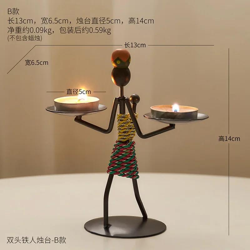 Creative Nordic Candle Holder Candlestick Romantic Candlelight Dinner Iron Men Restaurant Decor Handmade for Home Decoration