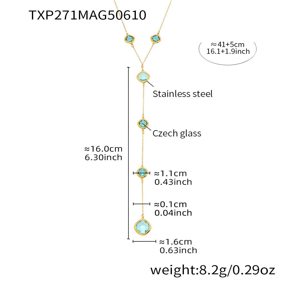 Qiong Yao Glass Stone Tassel Necklace: 18k Gold Plated High-Quality Women s Jewelry