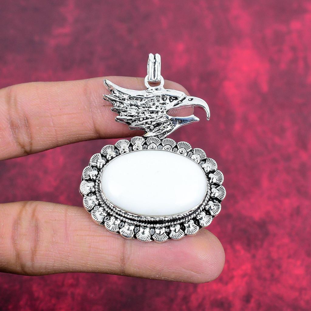 Ciondolo in argento sterling massiccio 925 con corallo bianco, gioielli con ciondolo in pietra preziosa fatti a mano, regali per la moglie, ciondolo nuovo di zecca