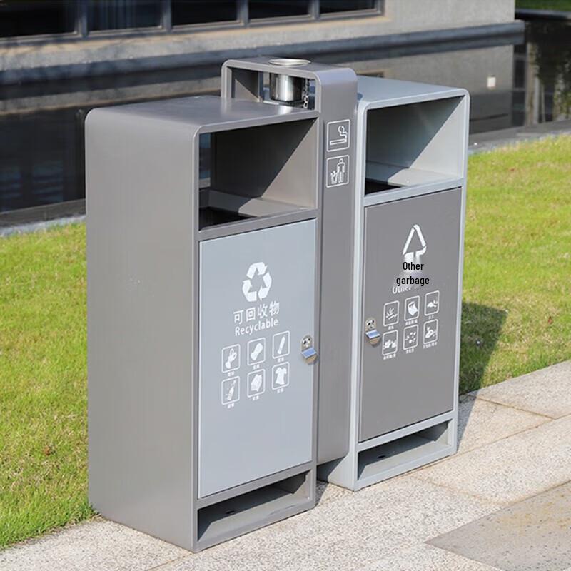 Outdoor Galvanized Stainless Steel Classified Trash Can