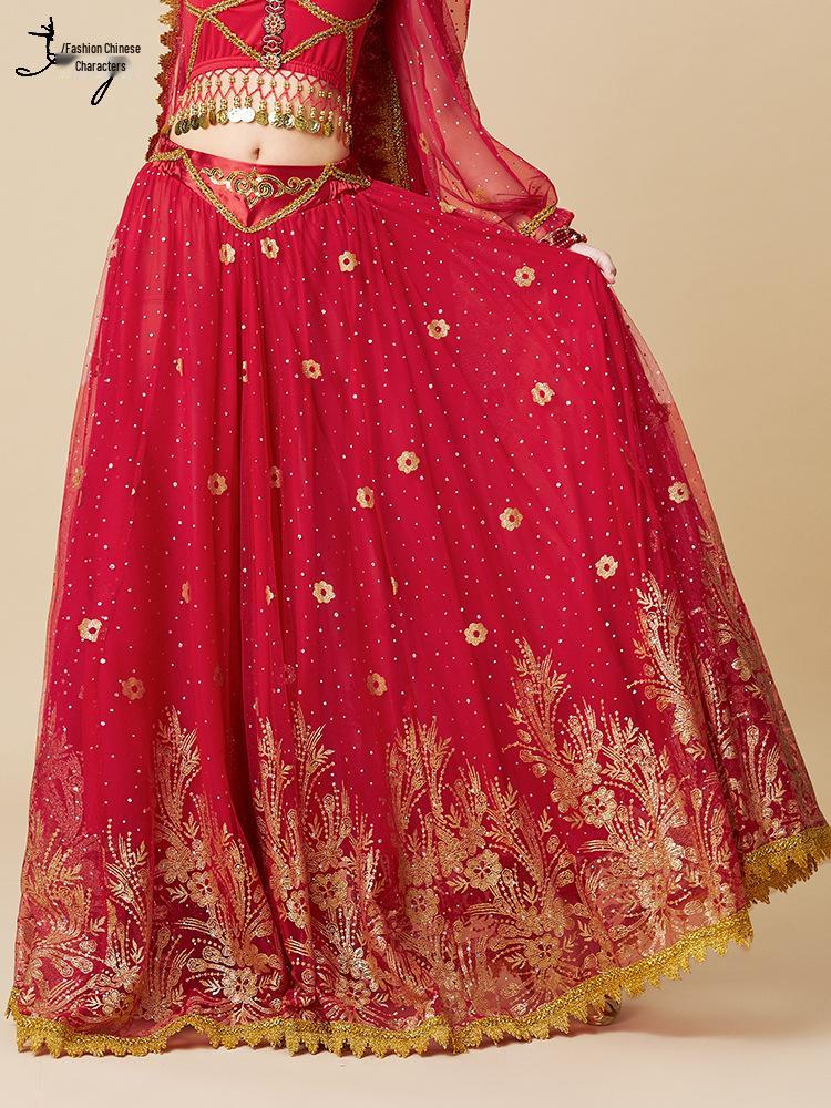 Western Region Dunhuang Princess Belly Dance Costume - 720° Swing Skirt for Exotic Performances.