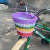 Rainbow Color Bicycle Basket for Kid Front Handlebar Rattan Picnic Basket Plastic Bike Bag Water Bottle Dolls Bicycle Rack Bag