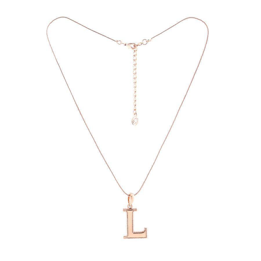 Estele Rose Gold Letter "L" Pendant Necklace for Women/Girls