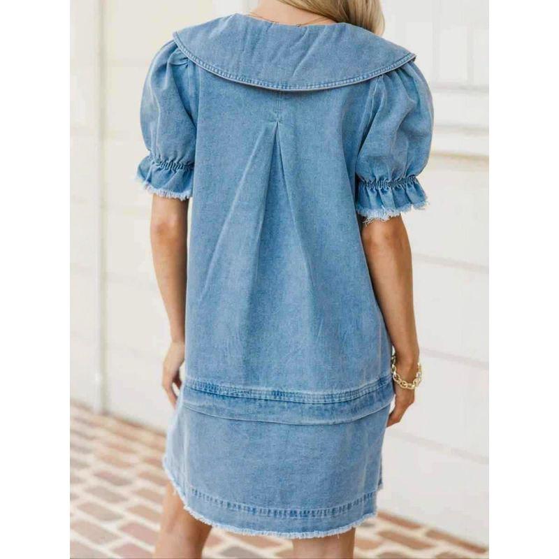 European and American New Fashion Casual Loose Short Sleeve Demin Dress Cowboy Short Sleeve Dress
