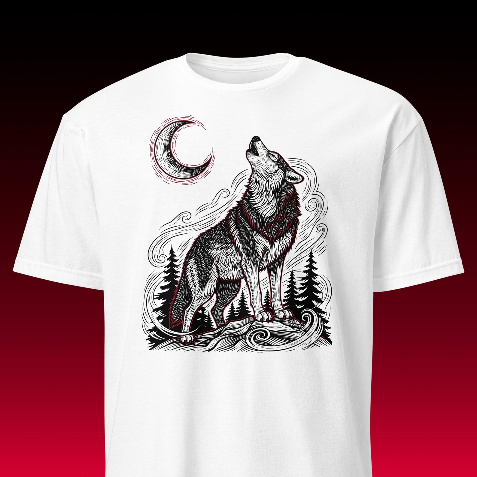 Woodcut Wolf Tee | Linocut Nature Art | Cottagecore Aesthetic 2XL