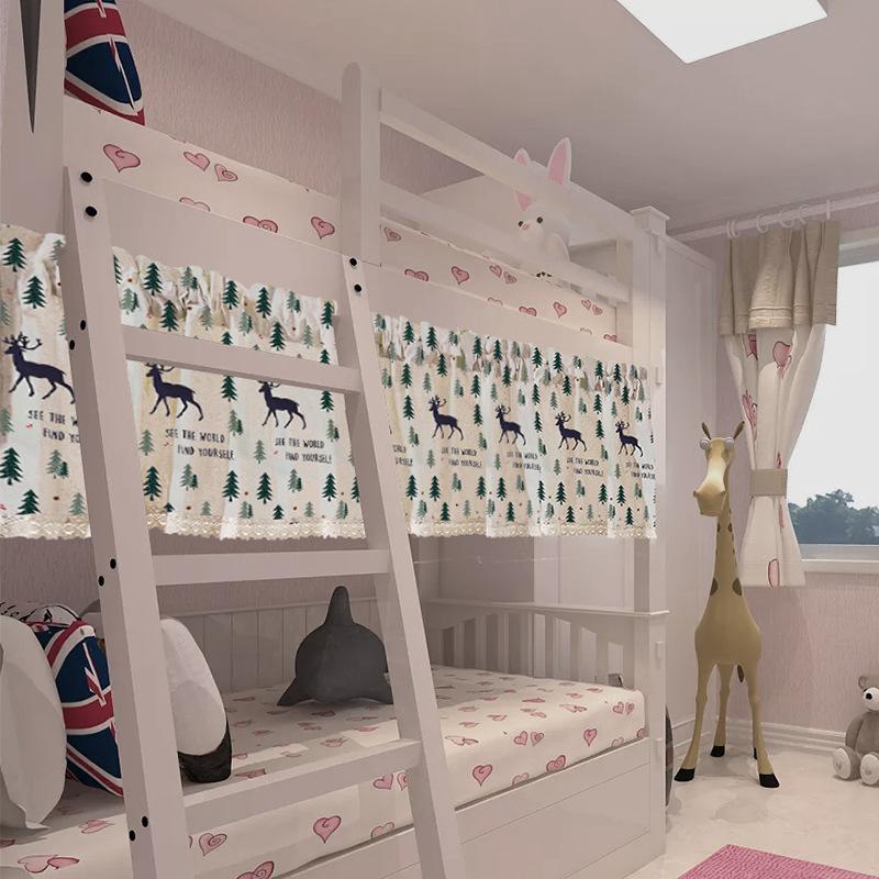 Linen Cotton Printing Dormitory Short Curtain Korean Style Finished Fabric Curtain Kitchen Curtain Light Bay Window