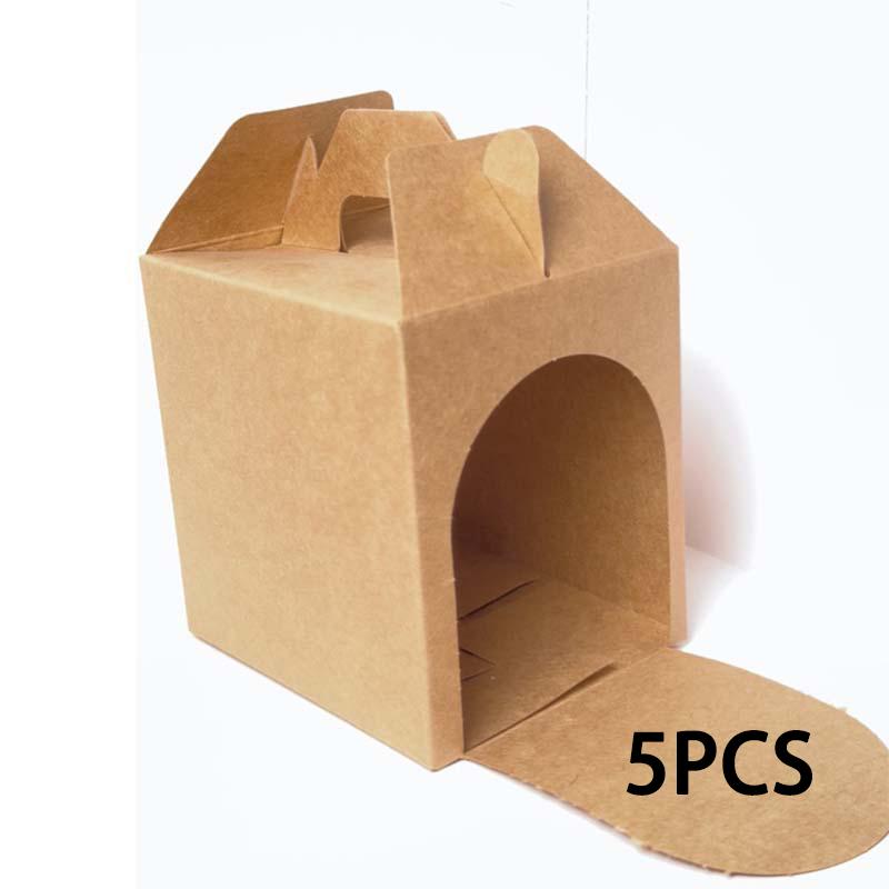 

WTEMPO Коробки Домик для кукол для вечеринки питомцев с ручкой для любителей питомцев/усыновителей питомцев Сделай сам Однотонные бумажные коробки Праздничное украшение для вечеринки Складные подарочные коробки 5pcs хаки