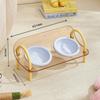 Double Bowls Cat Food Water Bowl Anti-flip Elevated Pet Feeder Bowl Pet High Footed Bowl  Household