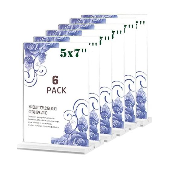 Acrylic Photo Frame Sign Holder, Restaurant Menu Holder, T-Shaped Double-Sided Card Stand, Transparent Vertical Card Display, Table Tent, Advertising