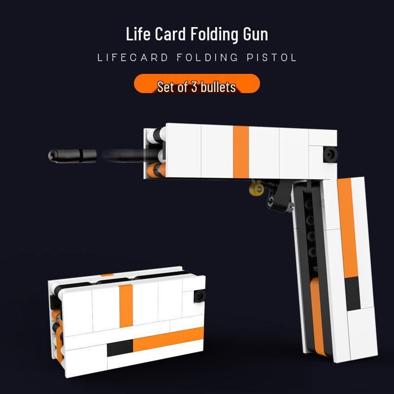 Pro-Minister Faction Building Block Gun: Folding Bullet Launcher Toy - Life Card Boy's Birthday Gift