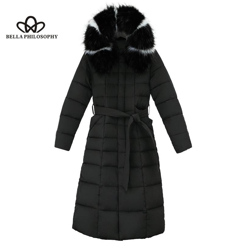 Women's Winter New Korean-style Long Over-the-Knee Cotton-padded Jacket Women's Big Wool Collar Slim-fit Thickened Cotton-padded Jacket for Women