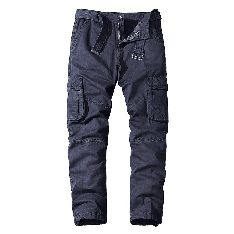 Pantalones de moda para hombre, pantalones cargo casuales de algodón de color sólido, pantalones de senderismo para exteriores para hombre, pantalones de trabajo con múltiples bolsillos