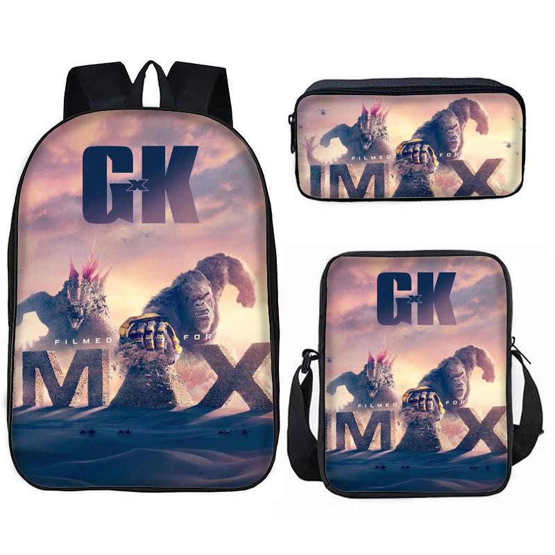 Set de Mochila Infantil Godzilla Vs Kong con Tejido Oxford Transpirable para Uso Escolar