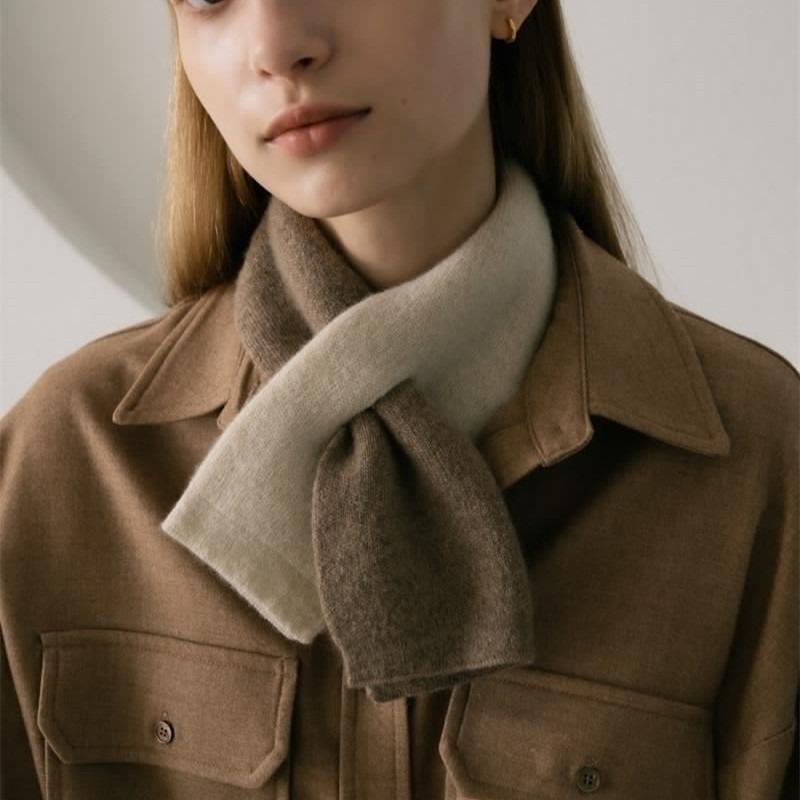 Color Block Cross Scarf Cashmere Like Knit Warm Versatile Student Neck Warmer