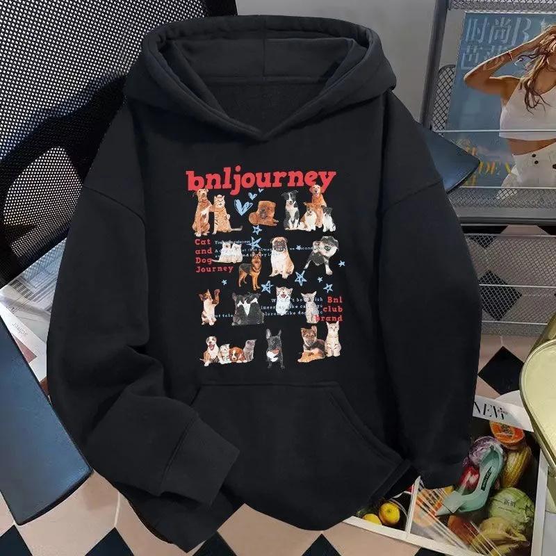 

Korean fashion 2025 autumn and winter trendy hooded sweatshirts for both men and women are loose 3XL