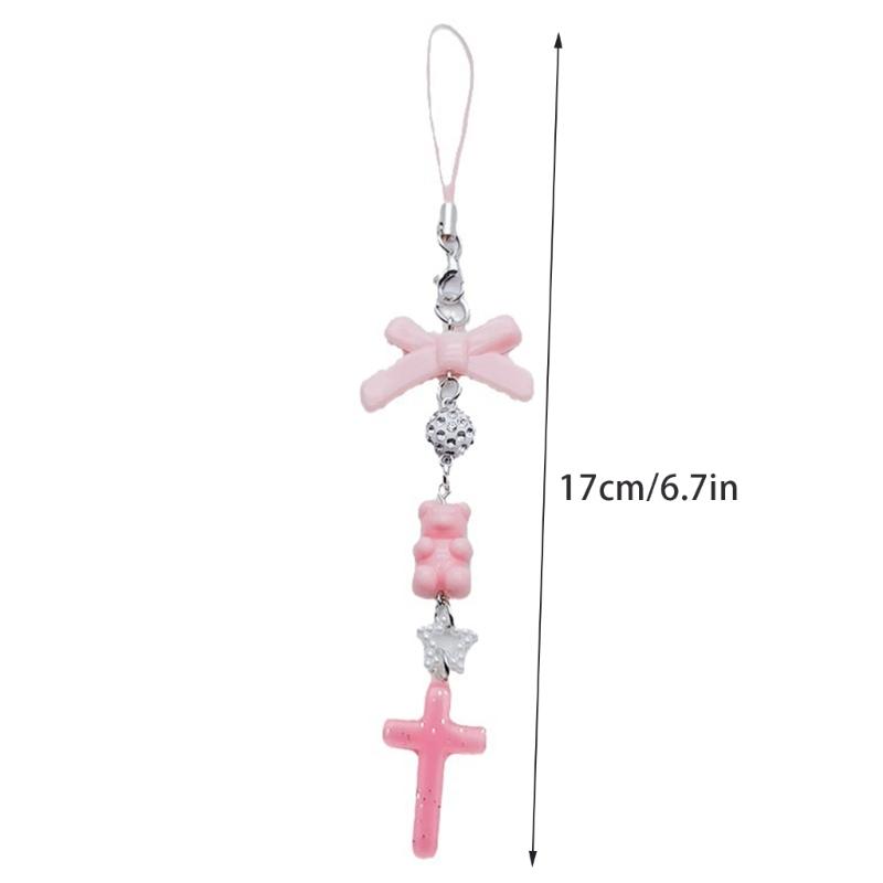 Bowknot Heart Cross Flower Phone Charm Straps Keys Hanging Pendants Bag Decor