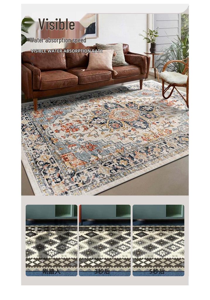 Waterproof TPR Sole Rug: Bohemian Sofa, Coffee Table, Bedside, Living Room Floor Mat - Wipeable, No-Wash Needed