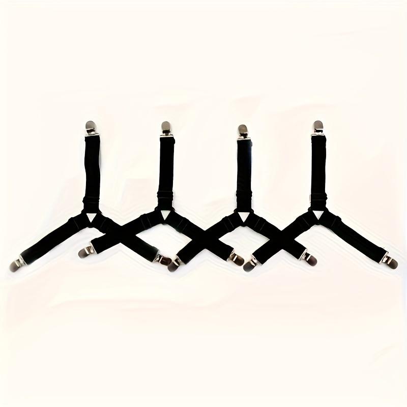 4pcs Adjustable Non-Slip Triangle Bed Sheet Straps with Clear Elastic Clips - Fit for Sofa Cushions & Bedding, Easy Clean, Bed Sheet Straps