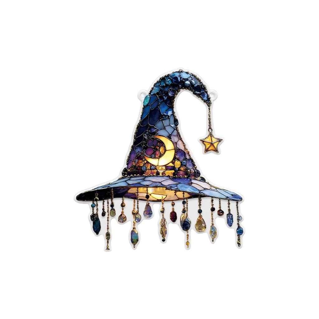 Broomstick Witch Acrylic Hanging Ornament Halloween Decoration For Front Door Window Mantles Indoor and Outdoor Use