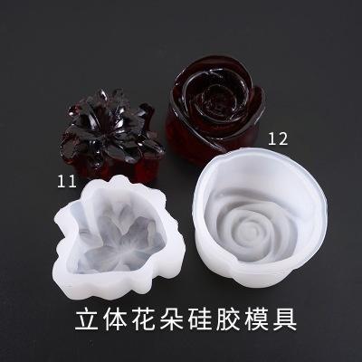 Creative Handmade DIY Jewelry Crystal Epoxy Mould Mirror Three-dimensional Flowers Bright Flower Silicone Mold Handmade Crafts 12