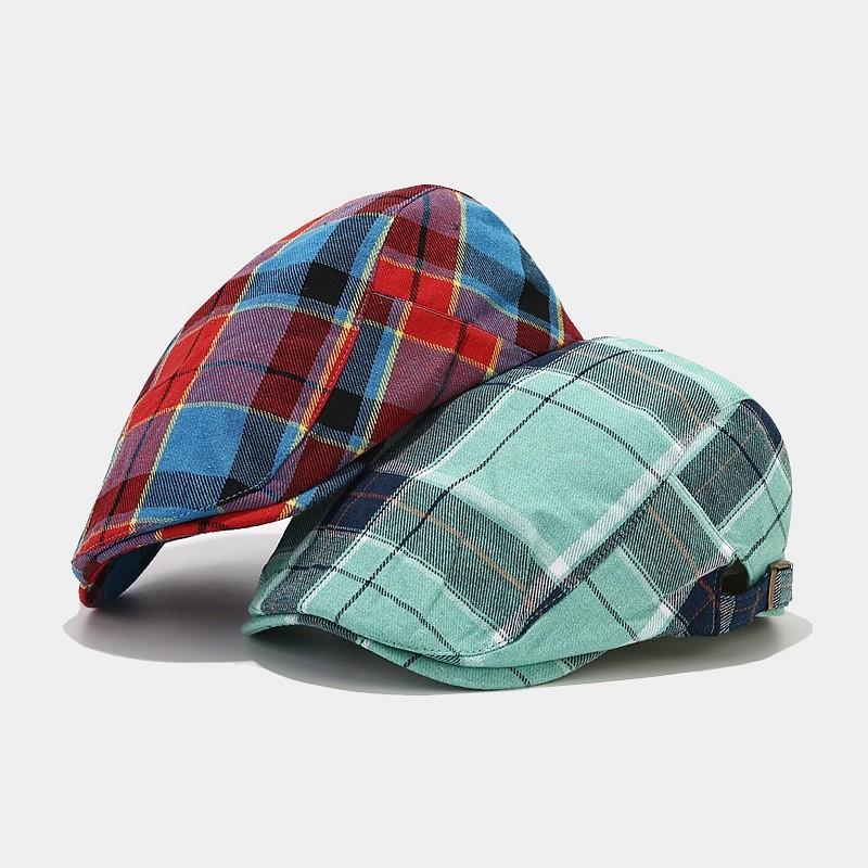 Classic Plaid Beret Hat For Women Men With Sun Protection Cotton Spring Summer Fashion Accessory