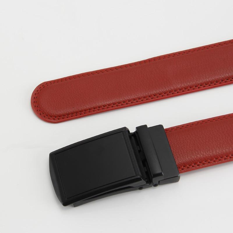 

Ремень с обратной пряжкой Автоматическая пряжка Двухслойный ремень из коровьей кожи Мужской повседневный ремень 110-130cm