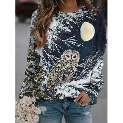 Printed Round Neck T-shirt Floral Pattern Women's Clothing