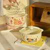 Ins Wind Cute Binaural Instant Noodle Bowl with Lid Household New Noodle Bowl Cream Wind Ceramic Snail Powder Bowl