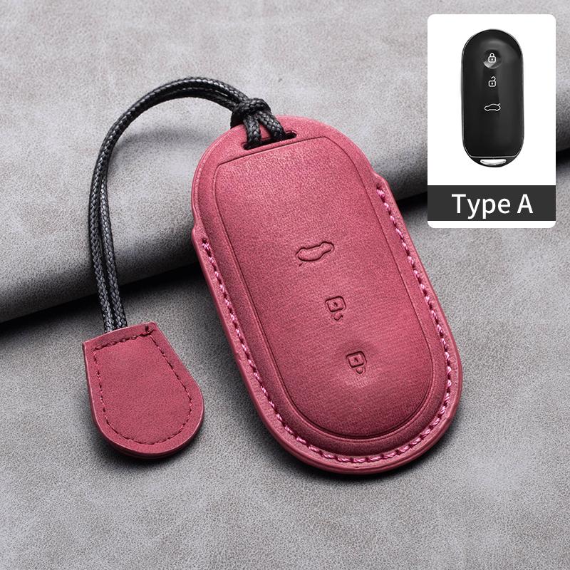 

Leather Car Key Case Cover For Aito M5 M7 M9 3 Buttons Car Remote Key Fob Shell Suede Leather Keychain
