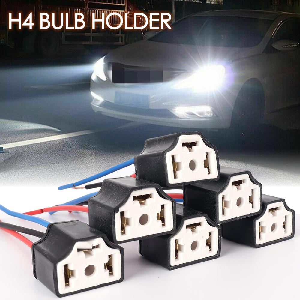H4 Automotive Headlight Bulb Holder Ceramic Three-pin Socket Headlight Connector Replacement Repair Bulb Holder Connector Plug