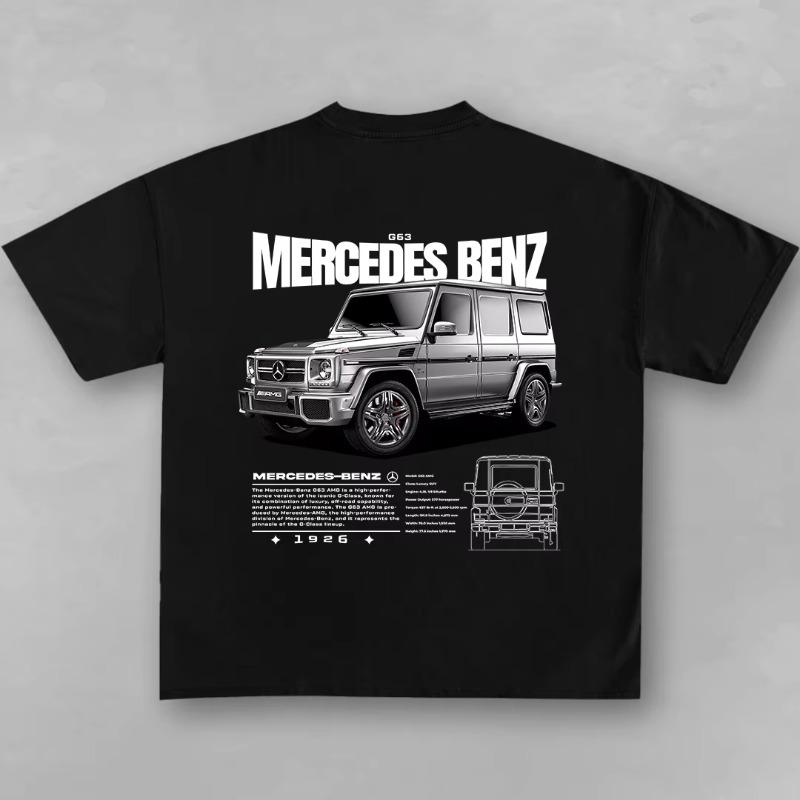 2025 Potištěné Vintage Tričko Bavlna Vzor Mercedes Benz Krátký Rukáv Streetový Trend Hip Hop Harajuku Unisex a Unisexová Trička