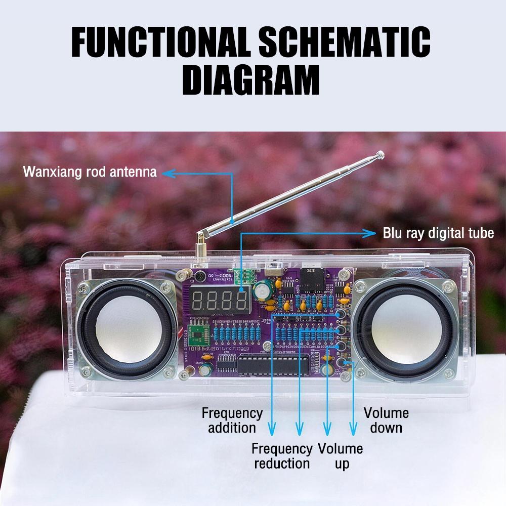 87.5-108MHz Dual-Channel FM Radio DIY Kit Digital Display Electronic Assemble Kit with Dual Speakers Type C Interface