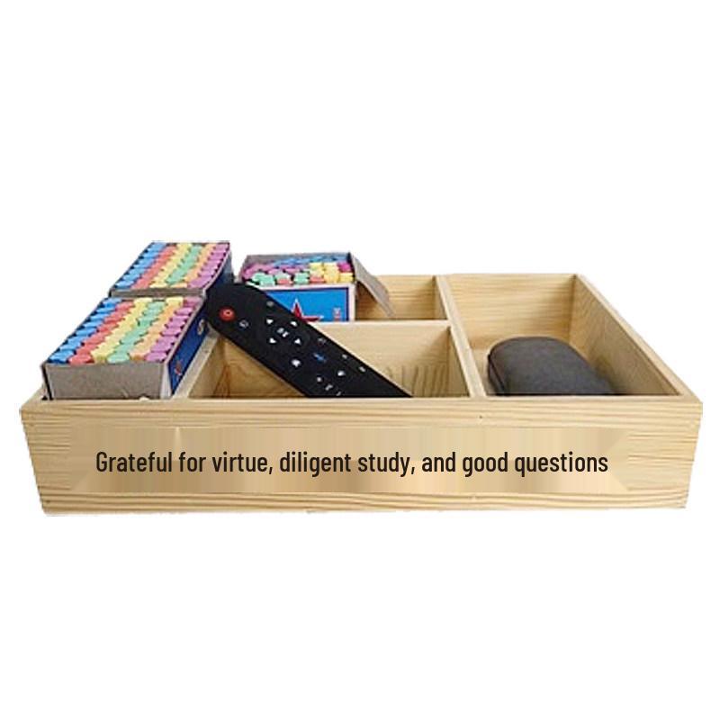 Wooden Multi-Grid Desk Organizer: Chalk, Pen, Key & Stationery Holder