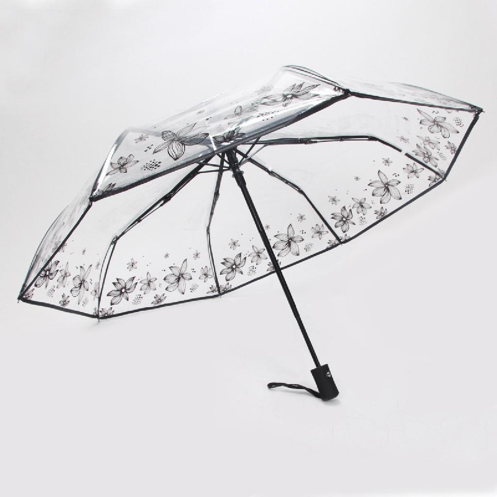 Romantic Poetry Manual Folding Umbrella, Transparent Sunny Umbrella