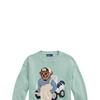 Polo Ralph Lauren SS24 Animal Embroidery Round Neck Loose Fit Pullover Long Sleeve Knit Sweater Women sweater Cerulean WMPOSWENC020947-300