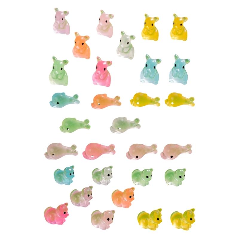 Set of 10 Miniature Mice Colorful Resin Figurines for Creative Cake Toppers Whale Cattle Kitten Shape