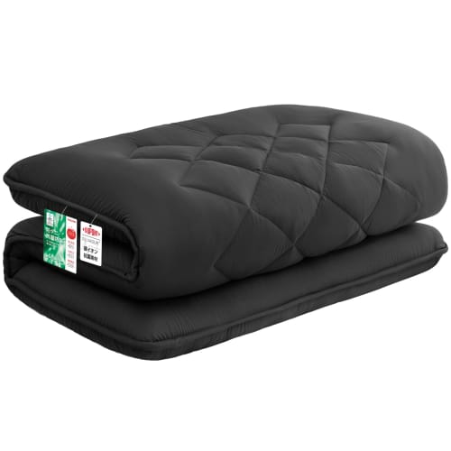 Extra-thick 10cm five-layer double futon mattress pad with TEIJIN Mighty Top filling. Antibacterial, odor-resistant, mildew-resistant, dust mite-resis
