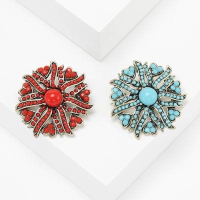 Vintage Legierung Sonnenblume Türkisblau Brosche Mode Personalisierte Brosche Anstecknadel Accessoires