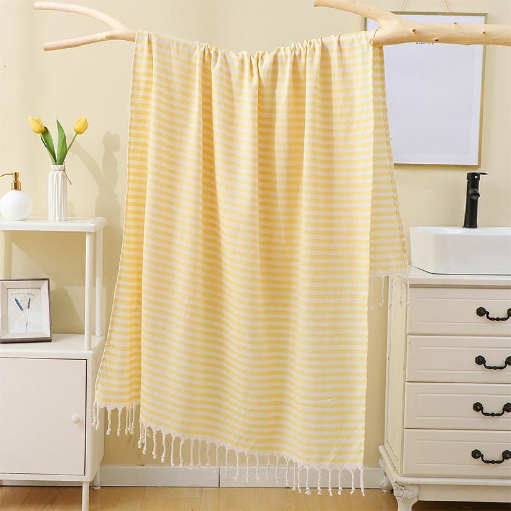 With Tassel Sports Bath Towel Polyester-cotton Swimming Towel Simple Travel Blanket  Spa