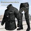 Unisex Elastic Workwear Set, Camouflage, Cotton Thread, Ideal for Welding, Auto Repair, Anti-Scald, Wear-Resistant, Labor Protective.